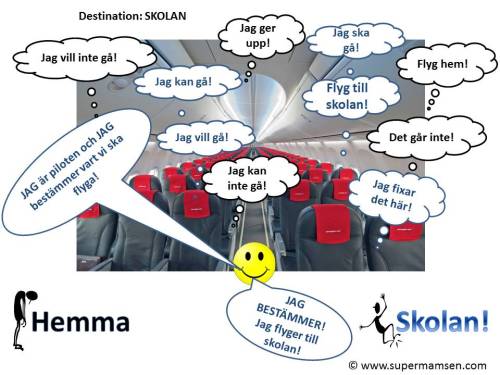 Vi har både negativa och positiva tankar. Vi kan styra mot vårt mål trots jobbiga tankar.